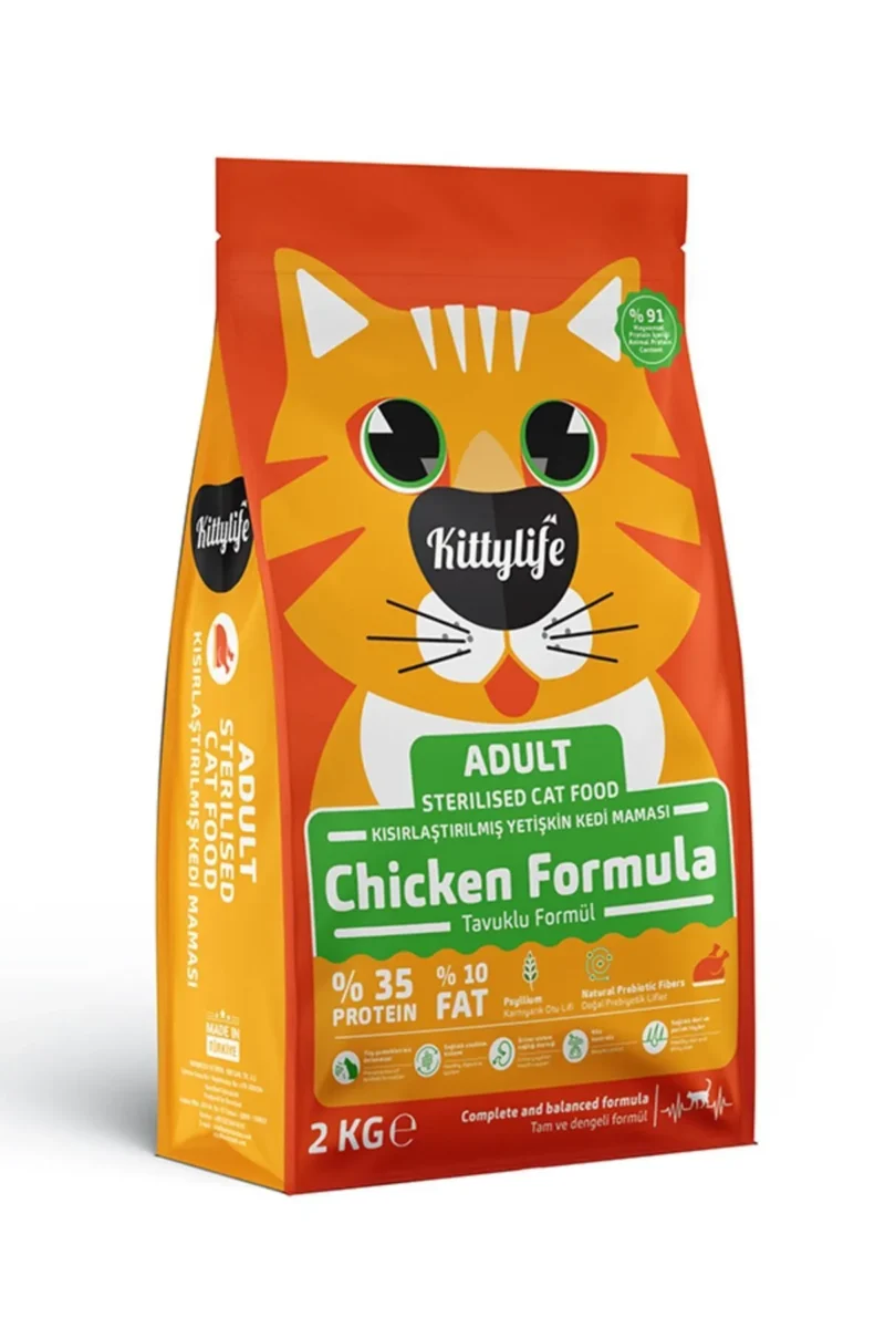 KİTTYLİFE Kısırlaştırılmış Kedi Maması Tavuklu 2 Kg Premium Sterilised