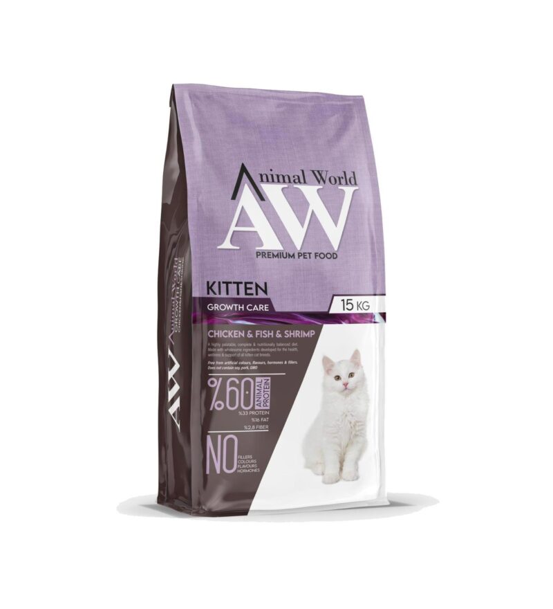 Nova Animal World Tavuk Balık Karidesli Yavru Kedi Maması 15 Kg